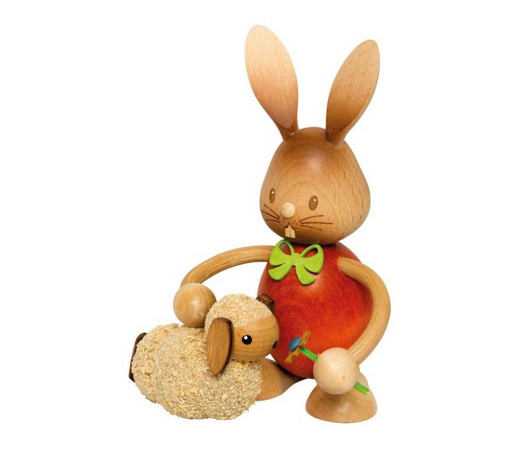 Kuhnert Dekofigur Kuhnert Osterhase Stupsi mit Lamm, Handarbeit aus dem Erzgebirge von Kuhnert