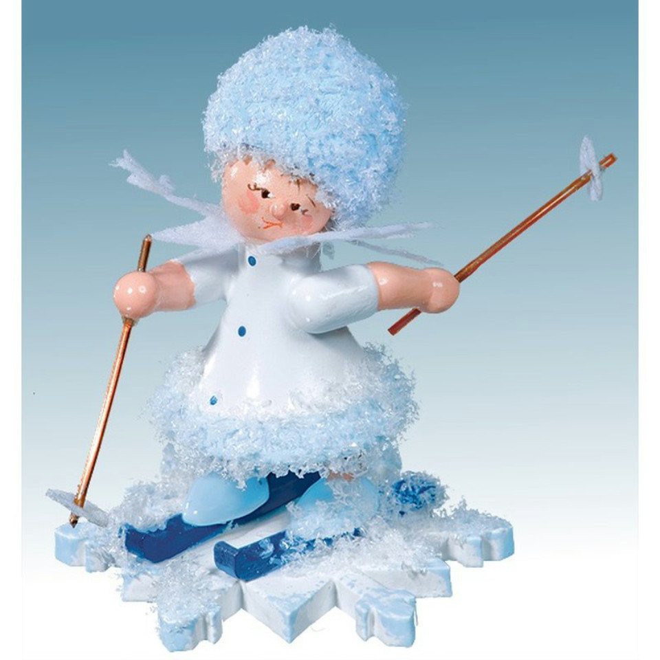 Kuhnert Dekofigur Kuhnert Schneeflöckchen mit Ski, Handarbeit aus dem Erzgebirge von Kuhnert