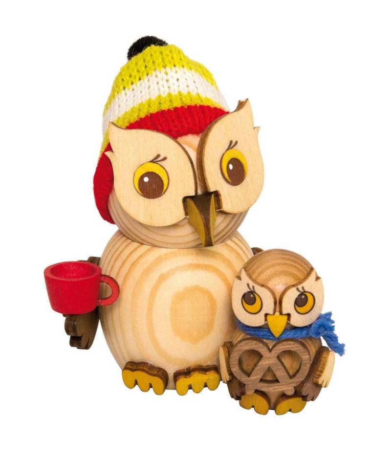 Kuhnert Dekofigur Mini-Eule Weihnachtsmarktbesuch - aus Holz gefertigt - ca. 7 cm, entzückende Dekoration für jeden Raum - Made in Germany von Kuhnert