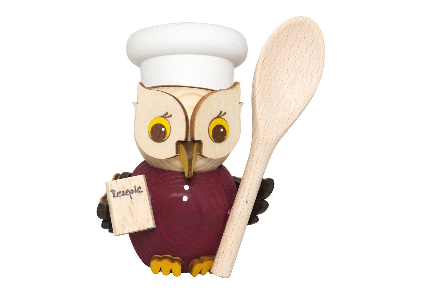 Kuhnert Dekofigur Mini-Eule als Koch - aus Holz gefertigt - ca. 7 cm groß, entzückende Dekoration für jeden Raum - Made in Germany von Kuhnert