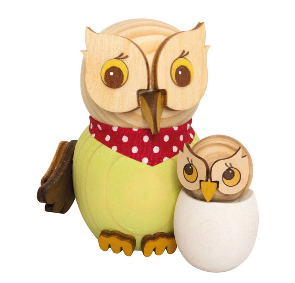 Kuhnert Dekofigur Mini-Eule mit Baby - aus Holz gefertigt - ca. 7 cm groß, entzückende Dekoration für jeden Raum - Made in Germany von Kuhnert