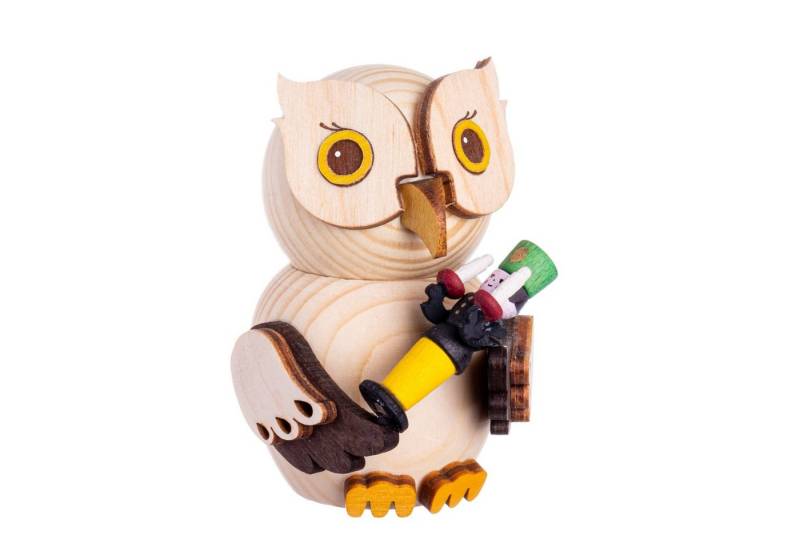 Kuhnert Dekofigur Mini-Eule mit Bergmann - aus Holz gefertigt - ca. 7 cm groß, entzückende Dekoration für jeden Raum - Made in Germany von Kuhnert