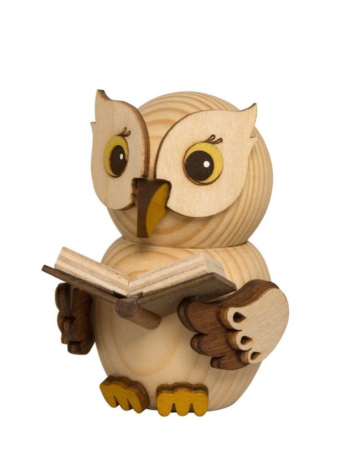 Kuhnert Dekofigur Mini-Eule mit Buch - aus Holz gefertigt - ca. 7 cm groß, entzückende Dekoration für jeden Raum - Made in Germany von Kuhnert