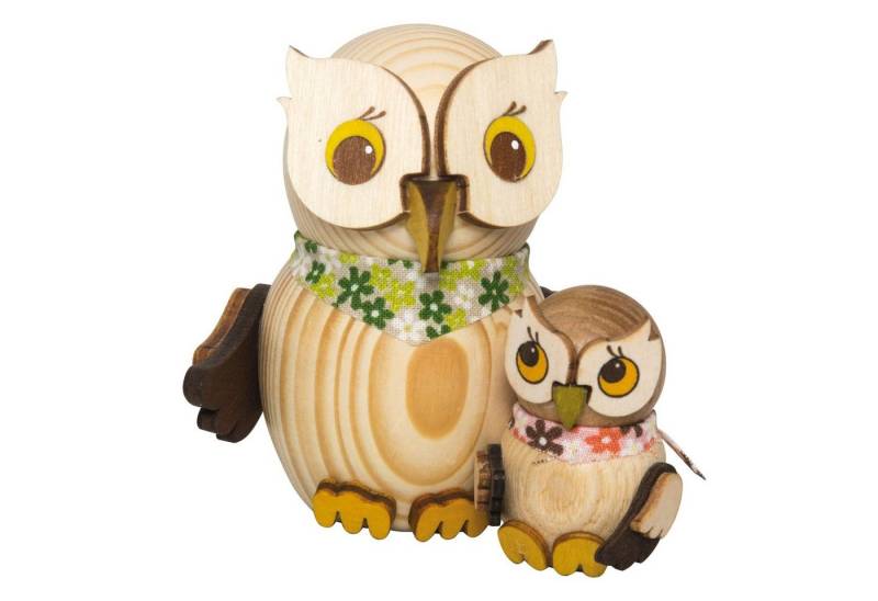 Kuhnert Dekofigur Mini-Eule mit Kind - aus Holz gefertigt - ca. 7 cm groß, entzückende Dekoration für jeden Raum - Made in Germany von Kuhnert