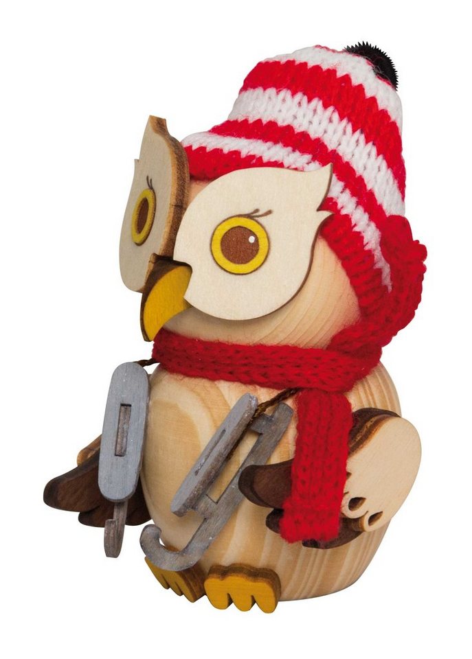 Kuhnert Dekofigur Mini-Eule mit Schlittschuhen - aus Holz gefertigt - ca. 7 cm groß, entzückende Dekoration für jeden Raum - Made in Germany von Kuhnert