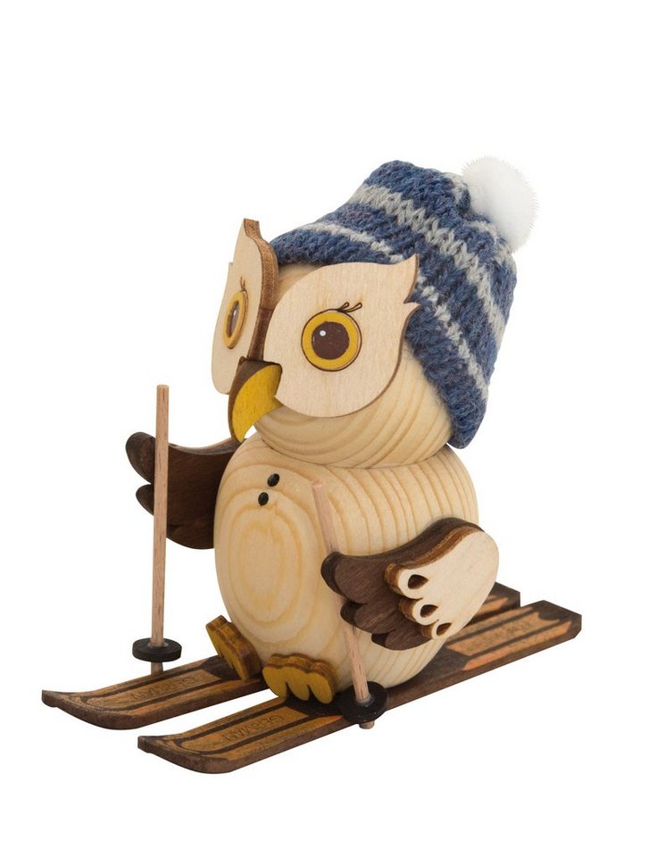 Kuhnert Dekofigur Mini-Eule mit Ski - aus Holz gefertigt - ca. 7 cm groß, entzückende Dekoration für jeden Raum - Made in Germany von Kuhnert