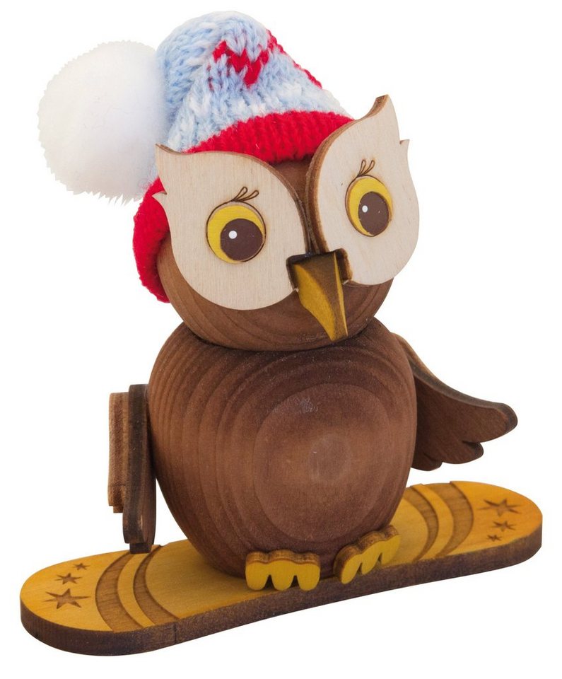 Kuhnert Dekofigur Mini-Eule mit Snowboard - aus Holz gefertigt - ca. 7 cm groß, entzückende Dekoration für jeden Raum - Made in Germany von Kuhnert