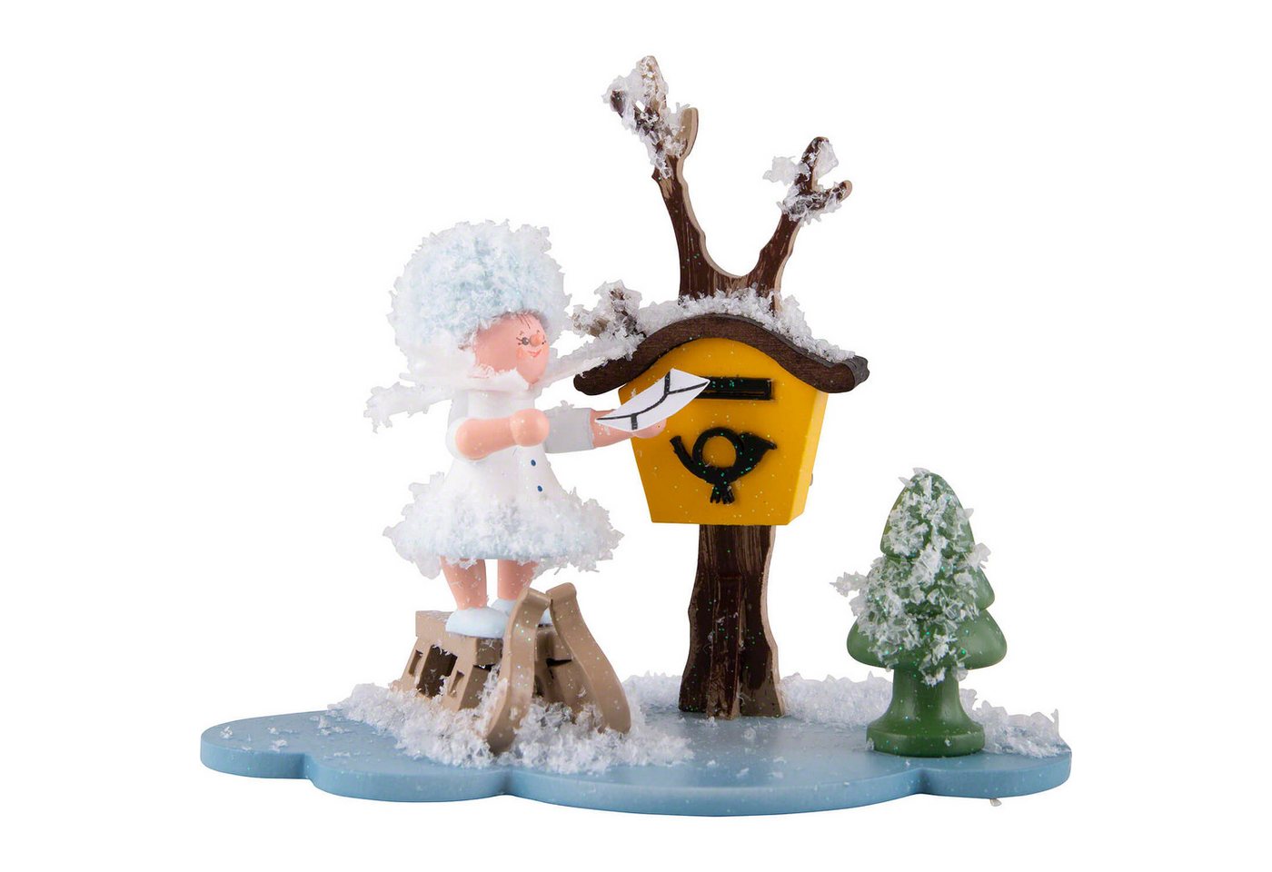 Kuhnert Dekofigur Schneeflöckchen mit Briefkasten (10cm) von Drechslerei Kuhnert von Kuhnert