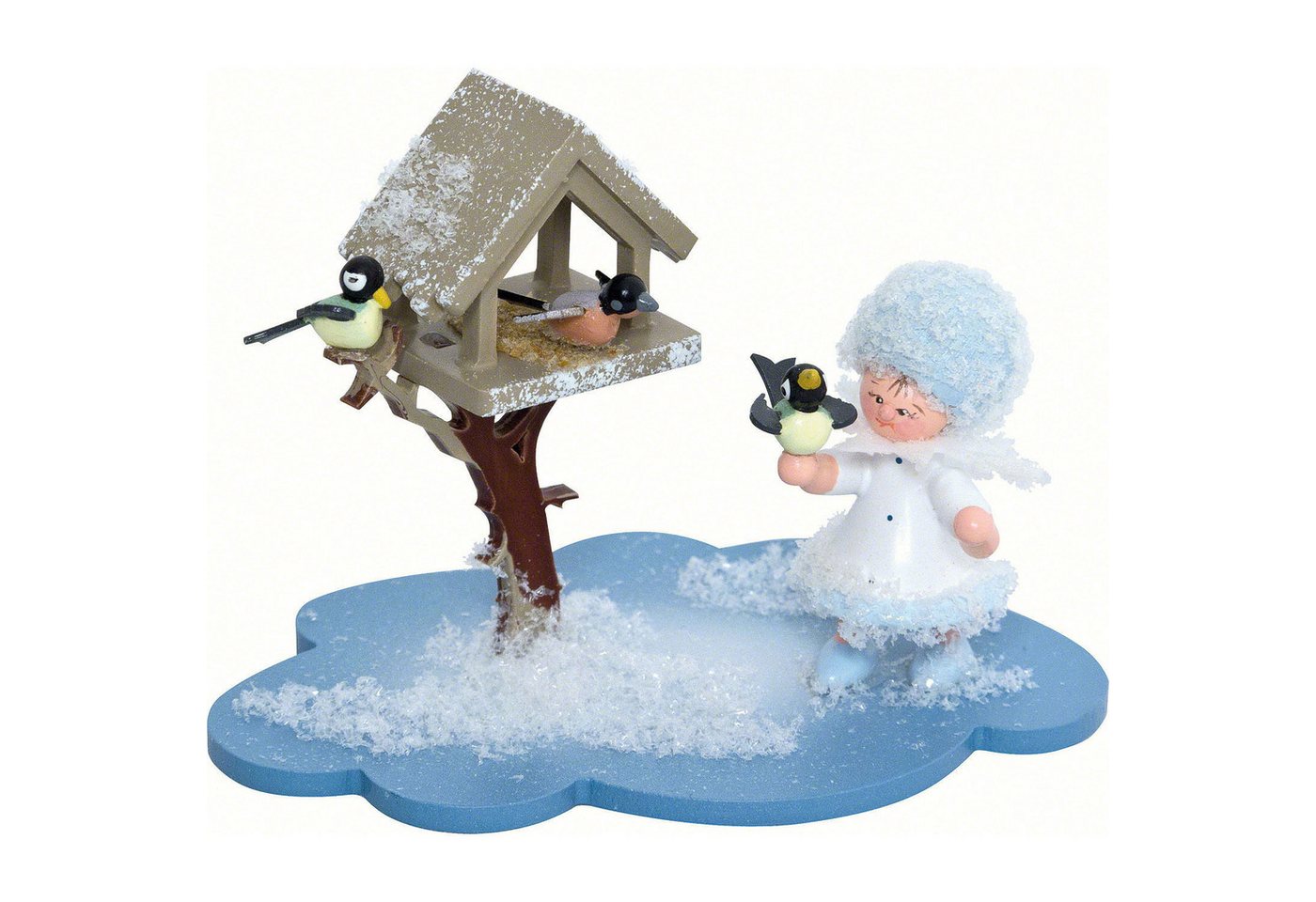 Kuhnert Dekofigur Schneeflöckchen mit Futterhaus (10x7x6cm) von Drechslerei Kuhnert von Kuhnert