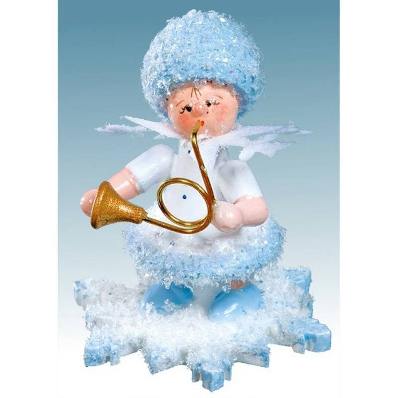 Kuhnert Dekofigur Kuhnert Schneeflöckchen mit Horn, Handarbeit aus dem Erzgebirge von Kuhnert