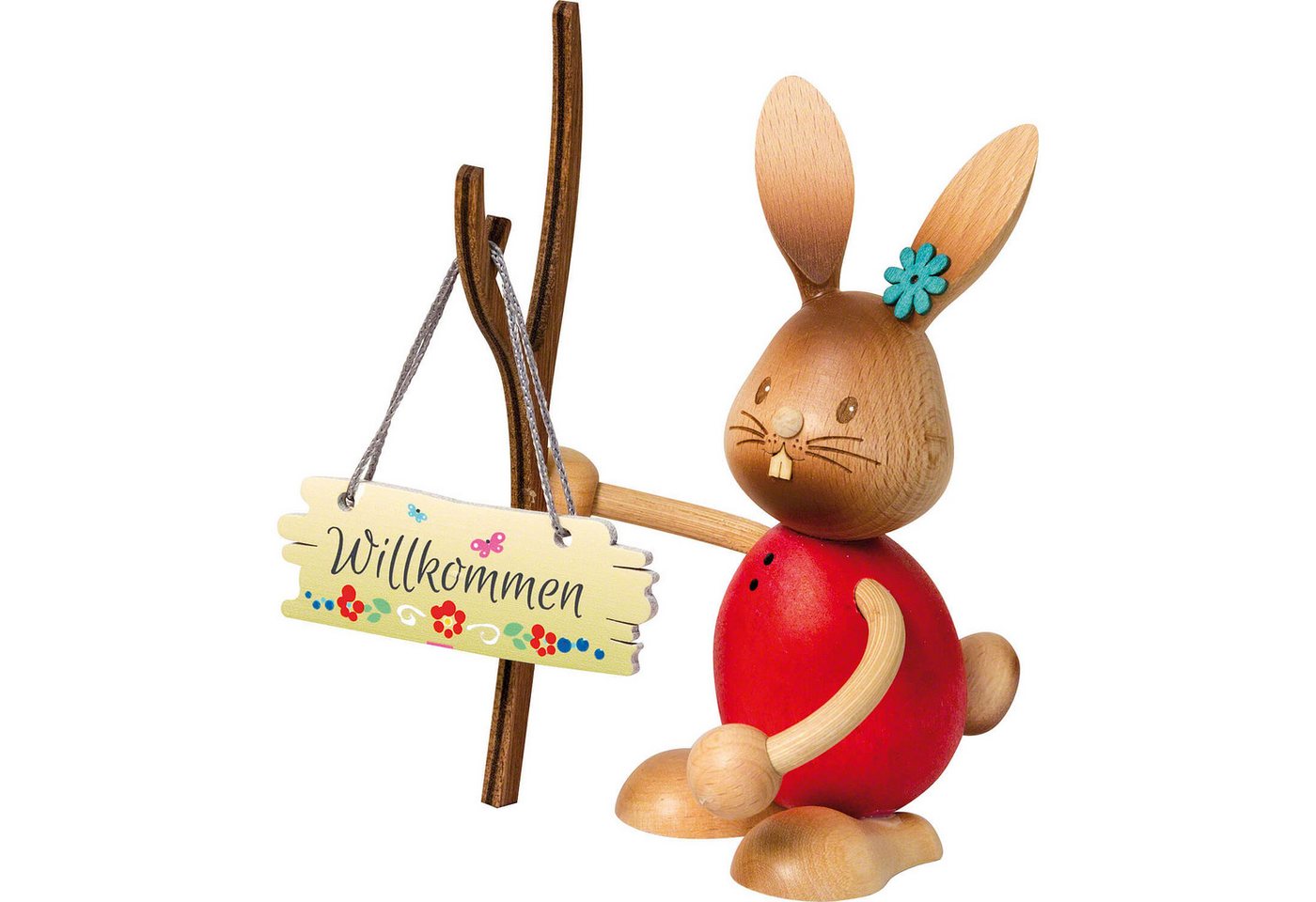 Kuhnert Dekofigur Stupsi Hase "Willkommen" (12cm) von Drechslerei Kuhnert von Kuhnert