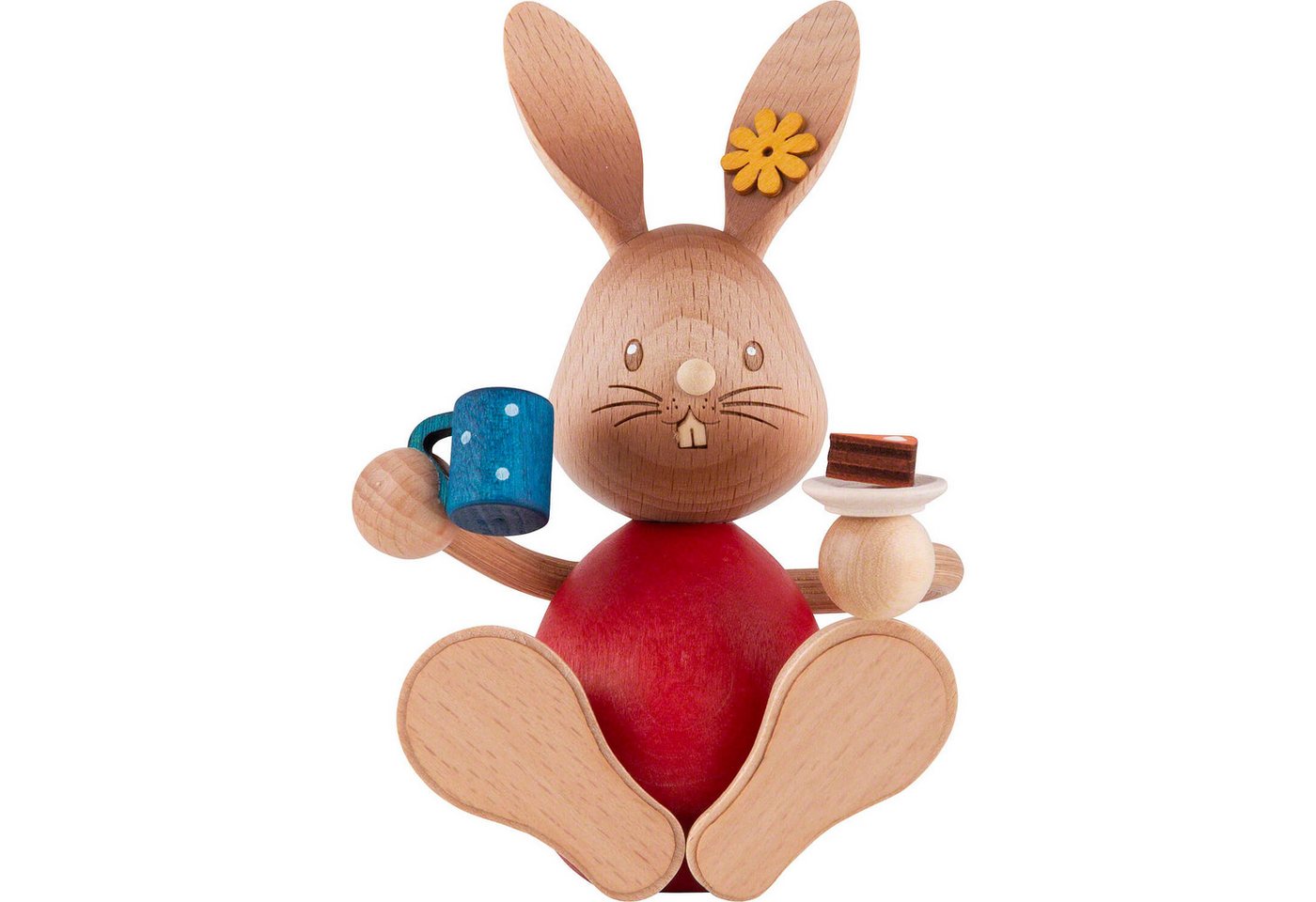 Kuhnert Dekofigur Stupsi Hase mit Kuchen (12cm) von Drechslerei Kuhnert von Kuhnert