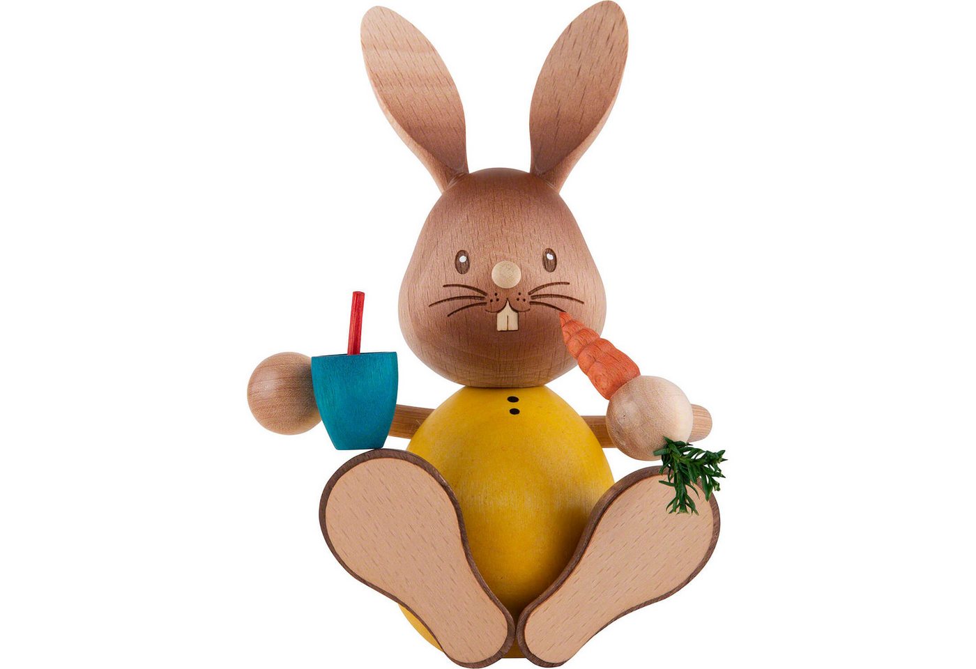 Kuhnert Dekofigur Stupsi Hase mit Möhre und Becher (12cm) von Drechslerei Kuhnert von Kuhnert