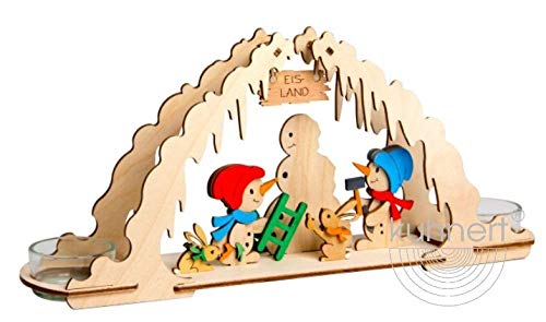 Drechslerei Kuhnert - Hobaku Bastelset im Schneemann Motiv - Teelichtbogen - Maße: 30 x 14 x 7 cm - Made in Germany von Hobaku HOLZ - BASTELN - KUHNERT