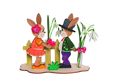 Drechslerei Kuhnert - Hobaku Bastelset - Hasen mit Blume - aus Holz zum selbst Zusammenbauen - 16x9x12cm - Made in Germany von Hobaku HOLZ - BASTELN - KUHNERT