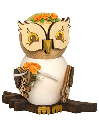 Drechslerei Kuhnert Rauchfigur/Räucherfigur - Eule Braut aus Massivholz - ca. 15 cm - Made in Germany von Kuhnert