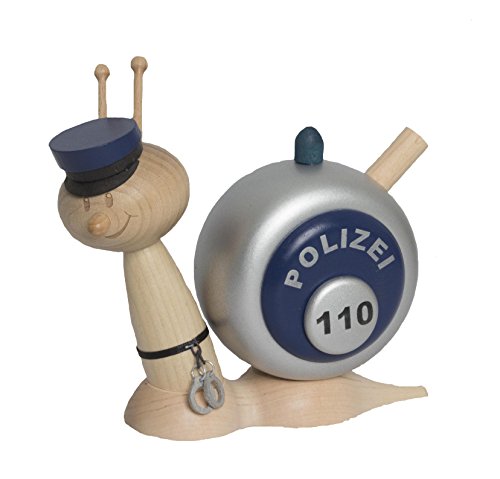 Kuhnert Drechslerei Rauchschnecke/Räucherfigur aus Holz - Sunny Polizeischnecke - Höhe: ca. 15cm - Made in Germany von Kuhnert