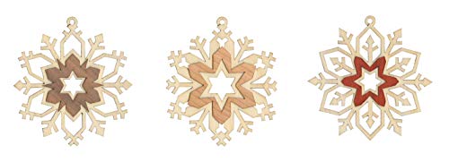 Kuhnert Drechslerei Schmuckanhänger/Baumschmuck - Motiv: Schneekristalle im 6er Set - Höha: ca. 7 cm - Made in Germany von Kuhnert