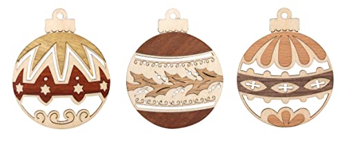 Kuhnert Drechslerei Schmuckanhänger/Baumschmuck - Motiv: Weihnachtskugeln im 6er Set - Höha: ca. 7 cm - Made in Germany von Kuhnert