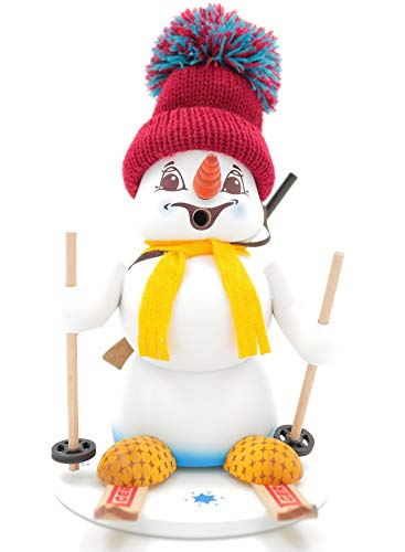 Kuhnert - Erzgebirgische Holzkunst Räuchermann Räucherfigur Schneemann 19cm - Biathlon von Kuhnert