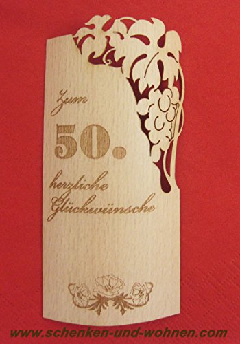 Kuhnert Flaschenetikett - Echtholzfurnier - Zum 50.Geburtstag - selbstklebend von Kuhnert
