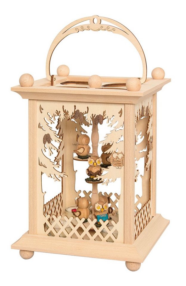 Kuhnert Kerzenlaterne 24302, Wald und Eule, Pyramidenlaterne Made in Germany von Kuhnert