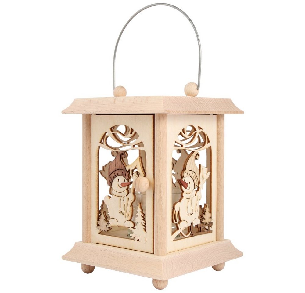 Kuhnert Kerzenlaterne 27031, Schneemann, hochwertigeTischlaterne aus Holz, Made in Germany von Kuhnert