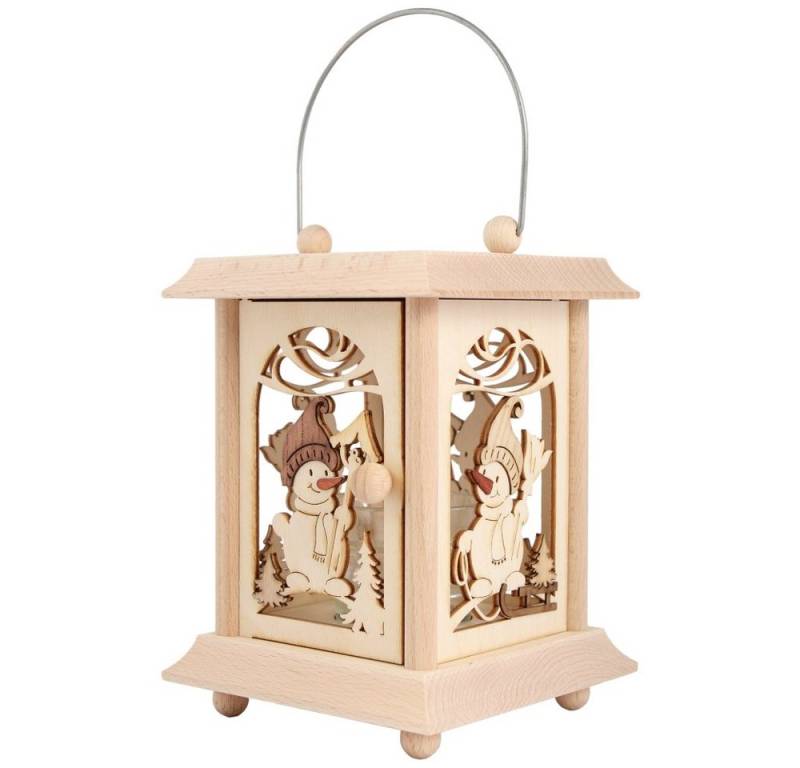Kuhnert Kerzenlaterne 27031, Schneemann, hochwertigeTischlaterne aus Holz, Made in Germany von Kuhnert