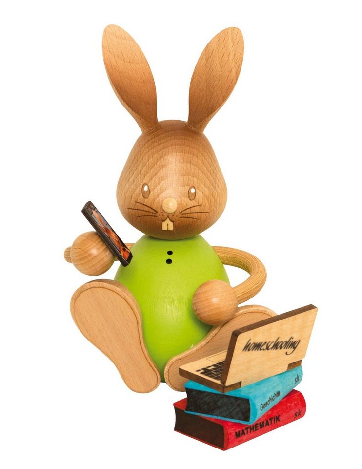 Kuhnert Osterhase 52238, Stupsi im Homeschooling mit Laptop, aus Holz gefertigt, Made in Germany von Kuhnert