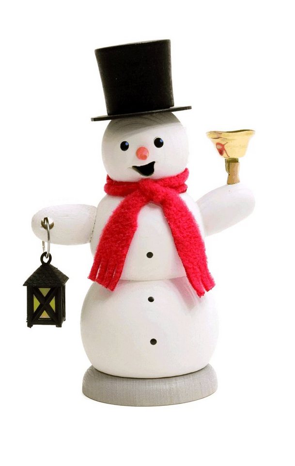 Kuhnert Räuchermännchen 35007, Schneemann mit Laterne und Glocke, Handarbeit Made in Germany von Kuhnert