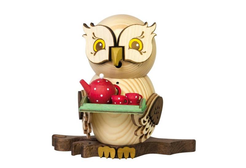 Kuhnert Räuchermännchen 37230, Eule mit Teeservice, Räucherfigur ca. 15cm - Made in Germany von Kuhnert