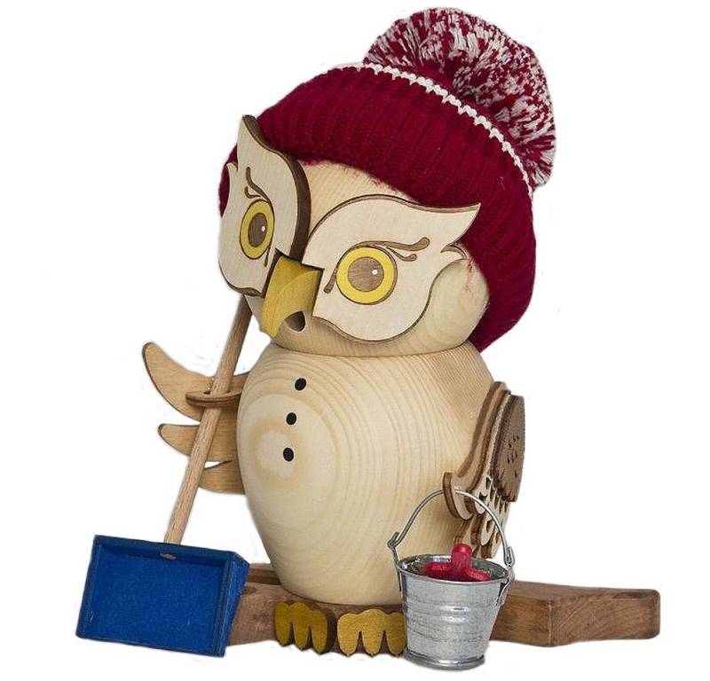 Kuhnert Räuchermännchen Räuchermann Eule Schneefeger, Echt Erzgebirge - Holzkunst mit Herz von Kuhnert