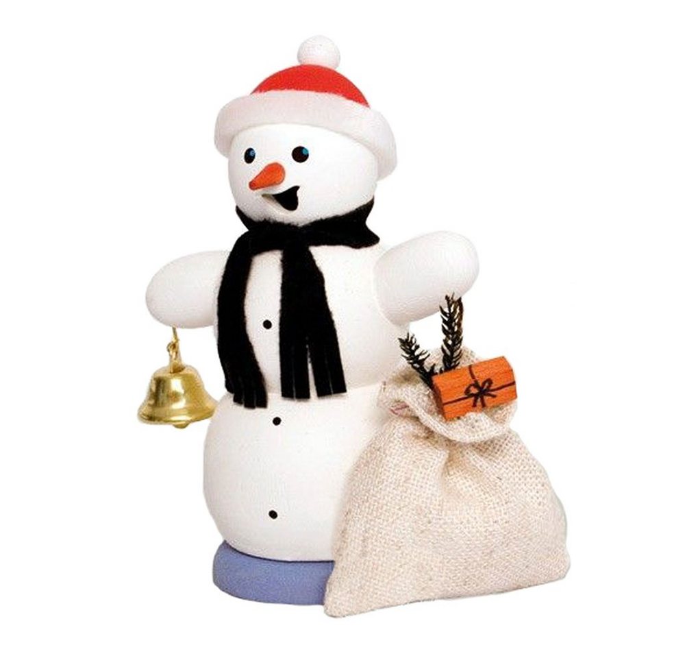 Kuhnert Räuchermännchen Räuchermann Schneemann mit Geschenkesack, Echt Erzgebirge - Holzkunst mit Herz von Kuhnert