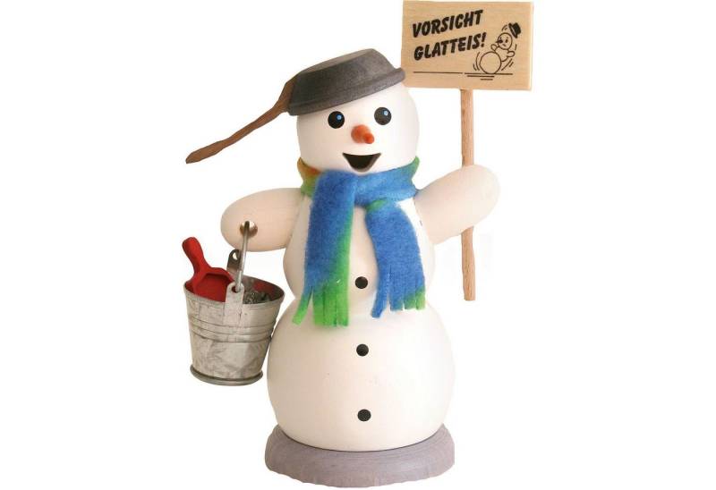 Kuhnert Räuchermännchen Schneemann mit Schild Vorsicht Glatteis (13cm) Räuchermann von Drechsl von Kuhnert