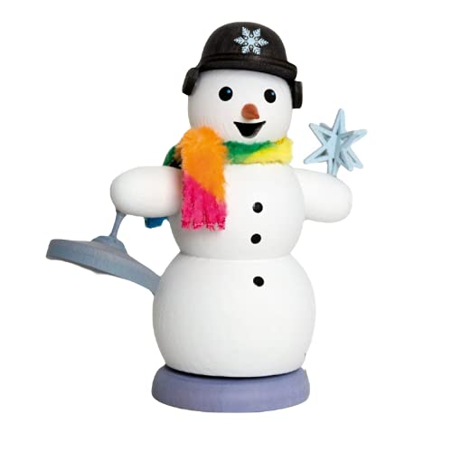 Kuhnert Rauchmann/Räucherfigur aus Holz - Schneemann mit Eisstock - ca. 13 cm - Made in Germany von Kuhnert