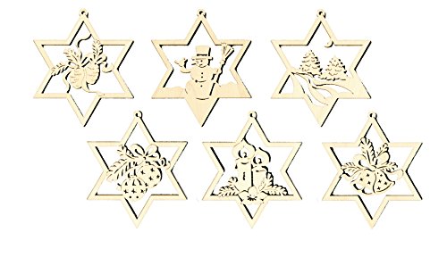 Kuhnert - Schmuckanhänger / Baumschmuck - Motiv: "Sterne Einfach" im 6er Set - Made in Germany Kuhnert - Schmuckanhänger / Baumschmuck - Motiv: "Sterne Einfach" im 6er Set - Made in Germany von Kuhnert