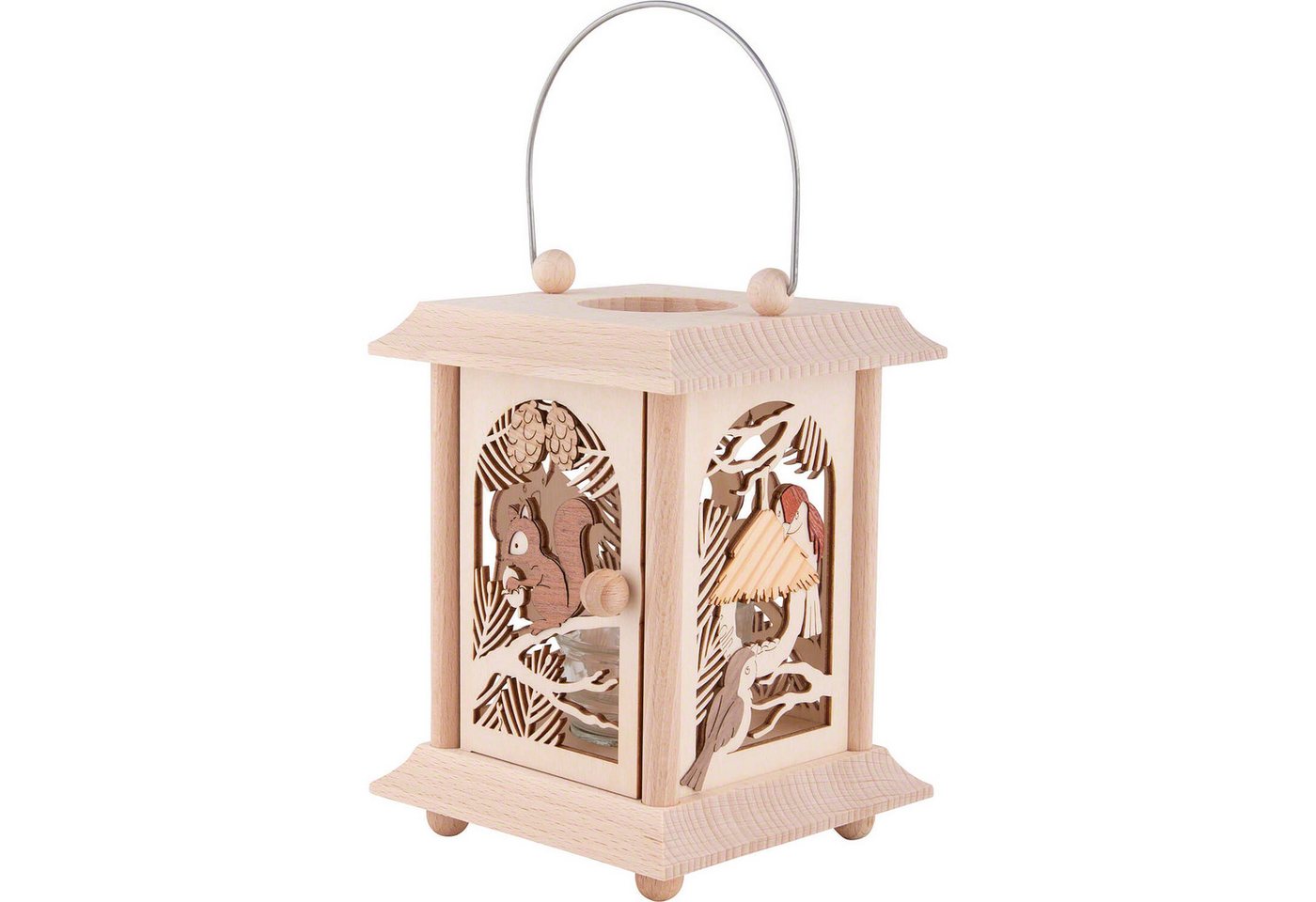 Kuhnert Schwibbogen Tischlaterne Eichhörnchen und Vögel (24cm) von Drechslerei Kuhnert von Kuhnert