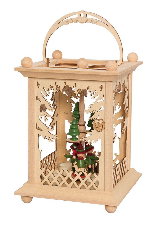 Kuhnert Teelichthalter Pyramidenlaterne - Wald und Wichtel, Weihnachtspyramide aus Holz - Made in Germany von Kuhnert