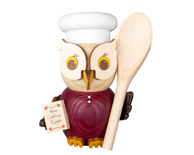 Kuhnert Weihnachtsfigur Holzfigur Mini-Eule Koch, Echt Erzgebirge - Holzkunst mit Herz von Kuhnert