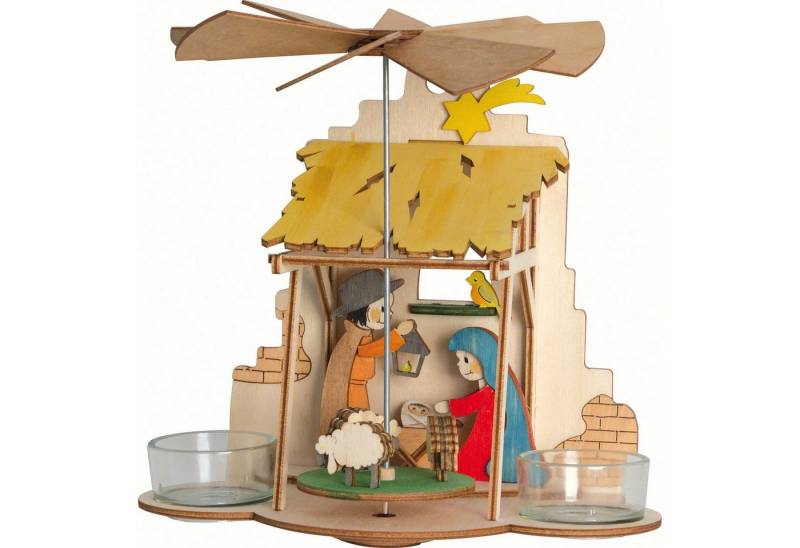 Kuhnert Weihnachtspyramide Bastelset 1-stöckige Wandpyramide mit Krippe (18cm) von Drechslerei Ku von Kuhnert