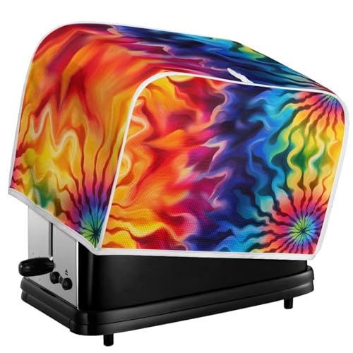 Kuiaobaty Batik-Toaster-Abdeckung, 2 Scheiben, Regenbogen-Kunst, flüssiger Wellendruck, Schutzhülle für Brotmaschine, 29,2 x 20,3 x 20,3 cm, waschbarer Backgeschirrschutz von Kuiaobaty