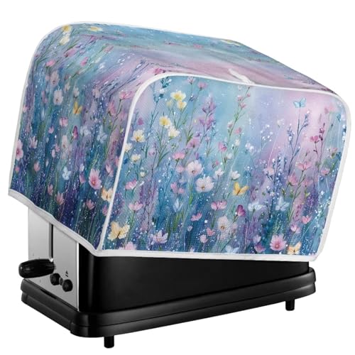 Kuiaobaty Blumenmalerei 4 Scheiben Toaster-Abdeckung mit Haken, Aquarell, Blumenmuster, waschbar, Küchengeräte, Organizer, schmutzabweisend, Größe M von Kuiaobaty