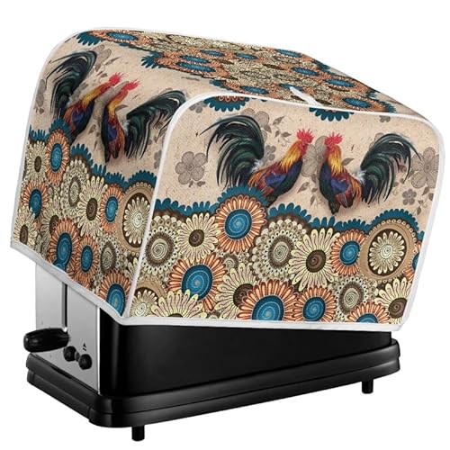 Kuiaobaty Boho Ethnic Mandala 2 Scheiben Toaster Abdeckung, Folk Art Hahn Huhn Brot Maker Abdeckung Staubdichte Kappen für Zwei Scheiben Toaster von Kuiaobaty