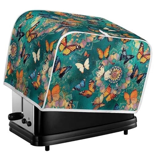 Kuiaobaty Butterfly-Toaster-Abdeckung, 2 Scheiben, Mandala-Schmetterlinge, Brotbackautomat mit Haken, Staub- und Fingerabdruckschutz, 29,2 x 20,3 x 20,3 cm, M von Kuiaobaty