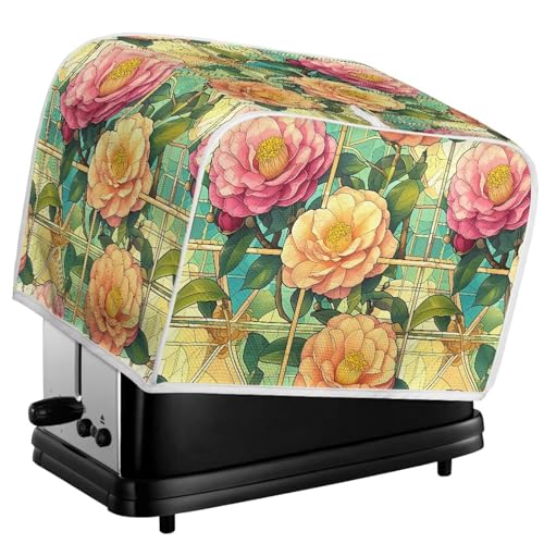 Kuiaobaty Camellia Flower Toaster 2 Slice Cover with Hook, Retro Floral Dust-Proof Bread Machine Cover, Home Kitchen Appliance Covers von Kuiaobaty
