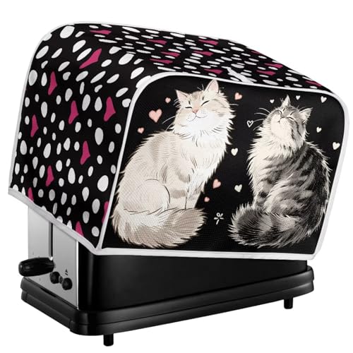 Kuiaobaty Cartoon-Katzen-Toaster-Abdeckung für 2 Scheiben, niedliche schwarz-weiße Katzen, waschbare Toaster-Abdeckung mit Haken, Liebesherzen, Brotmaschinenschutz, S Kuiaobaty Cartoon-Katzen-Toaster-Abdeckung für 2 Scheiben, niedliche schwarz-weiße Katzen, waschbare Toaster-Abdeckung mit Haken, Liebesherzen, Brotmaschinenschutz, S von Kuiaobaty