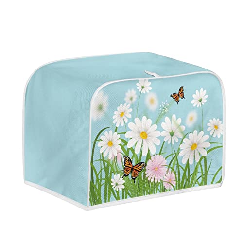 Kuiaobaty Frühlingsblume Schmetterling Toaster Abdeckung für zwei Scheiben Toaster, Gänseblümchen Blumen Haushaltsgeräte Staubschutz Schutz Klein von Kuiaobaty