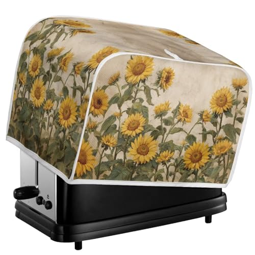 Kuiaobaty Gelbe Sonnenblumen-Toaster-Abdeckung, 2 Scheiben, Sonnenblumen-Malerei, Toaster-Abdeckung, Küchendekoration, Staub- und Fingerabdruckschutz, S von Kuiaobaty