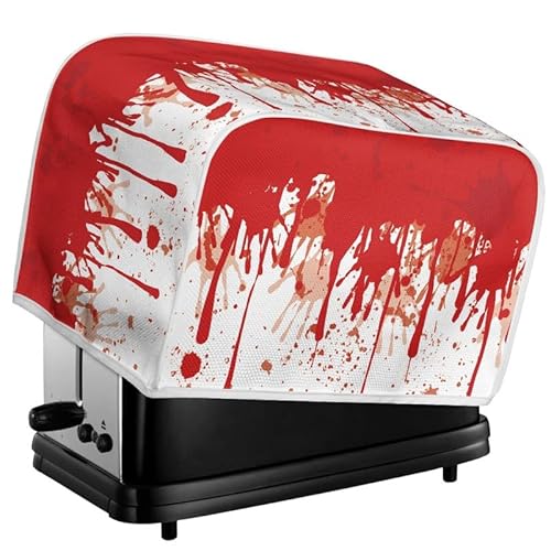 Kuiaobaty Halloween Blutflecken Toaster Abdeckungen Rot Kunst Spritzkunst 4 Scheiben Staubschutz Toaster Taschen mit Haken, Schutzhülle für Brotmaschine von Kuiaobaty