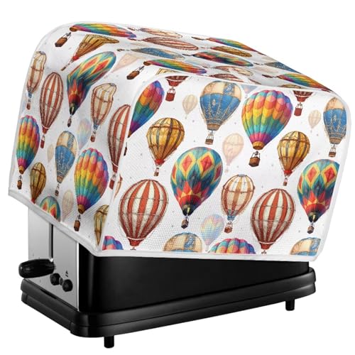 Kuiaobaty Heißluftballon-Druck, Toaster, 2 Scheiben, Abdeckung mit Haken, Regenbogen-gestreift, Heißluftballon-Druck, staubdicht, Brotmaschinenabdeckung, waschbar, Größe S von Kuiaobaty